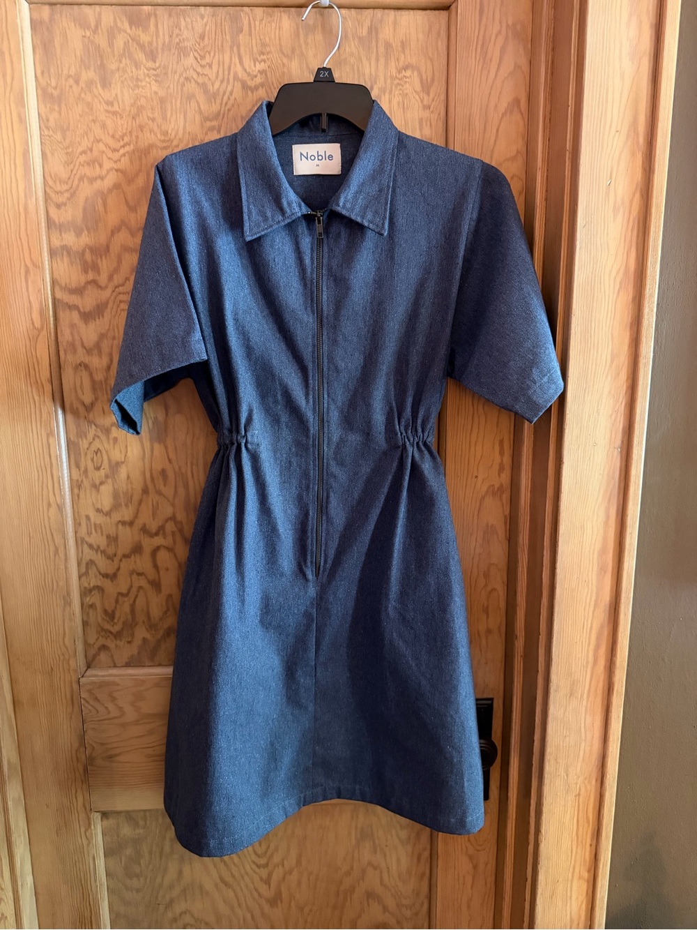 Noble Dark Blue Denim Zip-Front Mini Dress